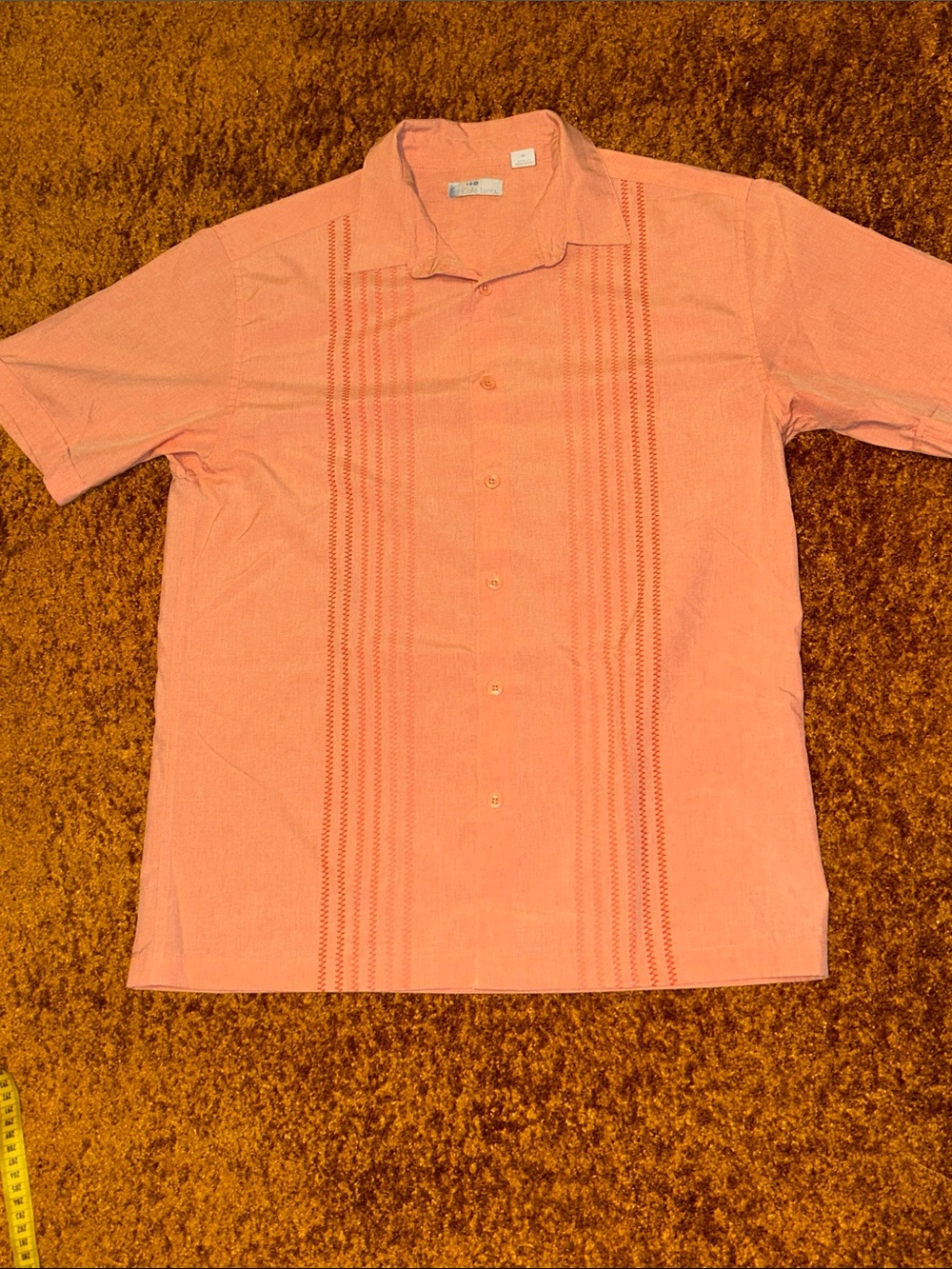 Casual Short-Sleeve Button-Down Shirt — Peach